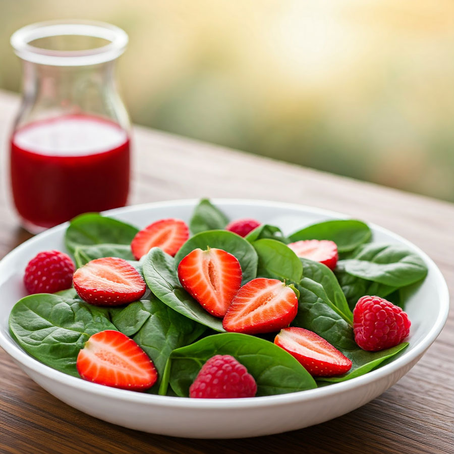 Strawberry Spinach Salad with Raspberry Vinaigrette